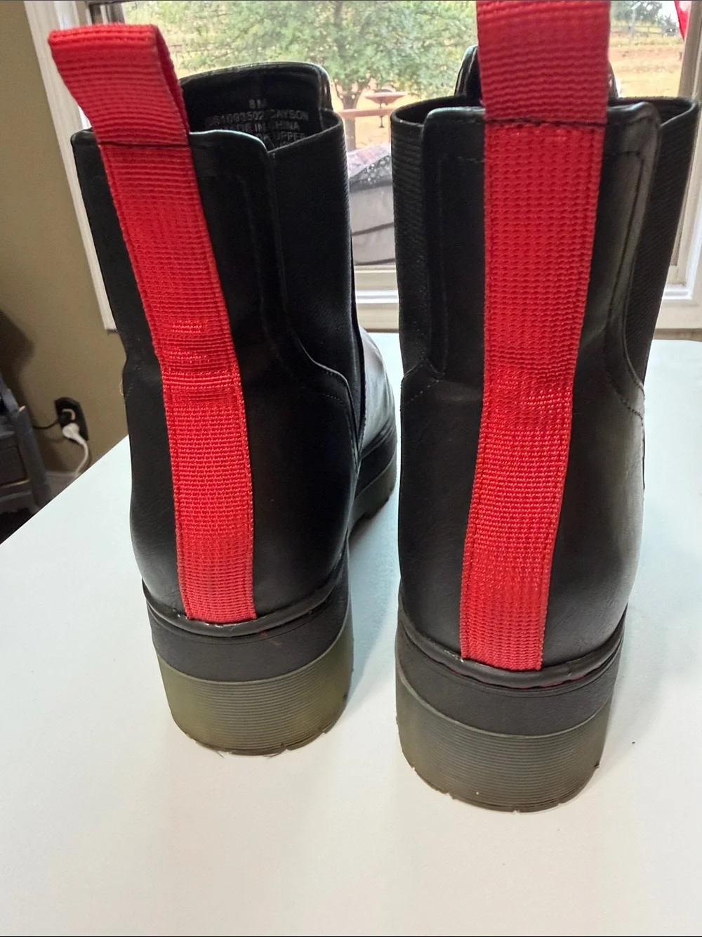 MIA Black CAYSON Chelsea Platform Ankle Boots with Red Pull Tabs